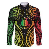 New Caledonia Day Family Matching Off The Shoulder Long Sleeve Dress and Hawaiian Shirt Polynesian Curves Reggae Color - Polynesian Pride