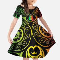 New Caledonia Day Family Matching Puletasi and Hawaiian Shirt Polynesian Curves Reggae Color - Polynesian Pride