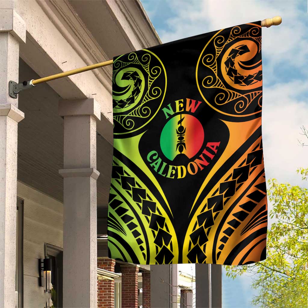 New Caledonia Day Garden Flag Polynesian Curves Reggae Color - Polynesian Pride
