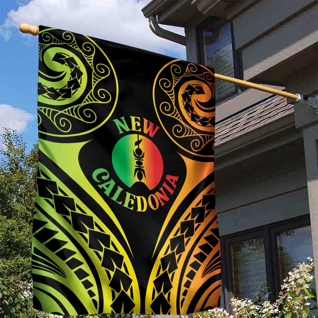 New Caledonia Day Garden Flag Polynesian Curves Reggae Color - Polynesian Pride