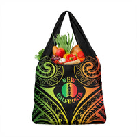 New Caledonia Day Grocery Bag Polynesian Curves Reggae Color - Polynesian Pride