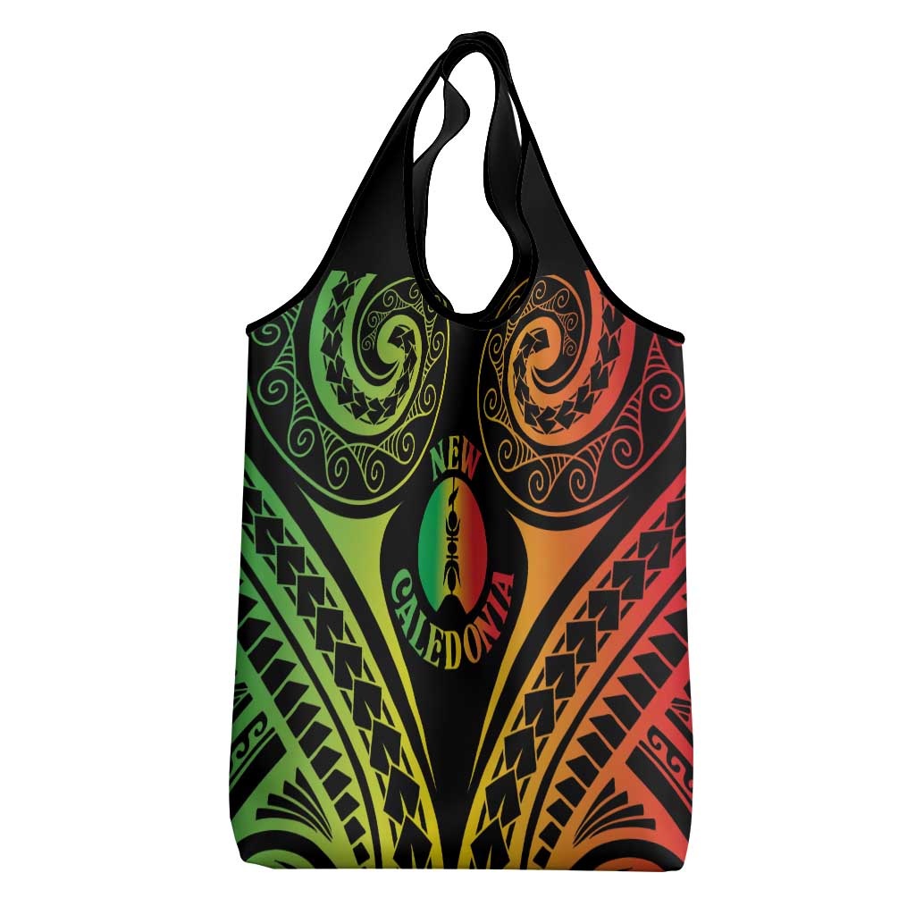 New Caledonia Day Grocery Bag Polynesian Curves Reggae Color - Polynesian Pride