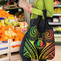 New Caledonia Day Grocery Bag Polynesian Curves Reggae Color - Polynesian Pride