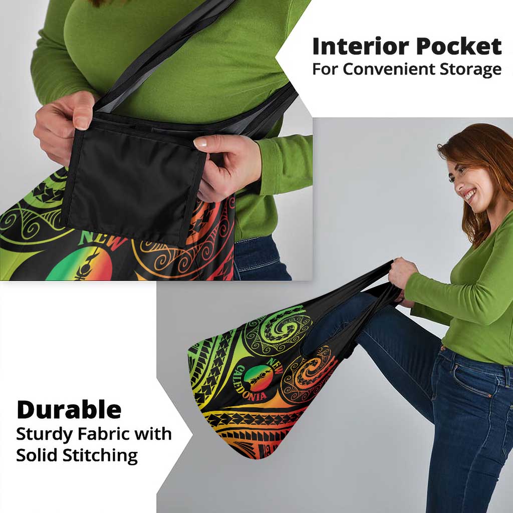 New Caledonia Day Grocery Bag Polynesian Curves Reggae Color - Polynesian Pride