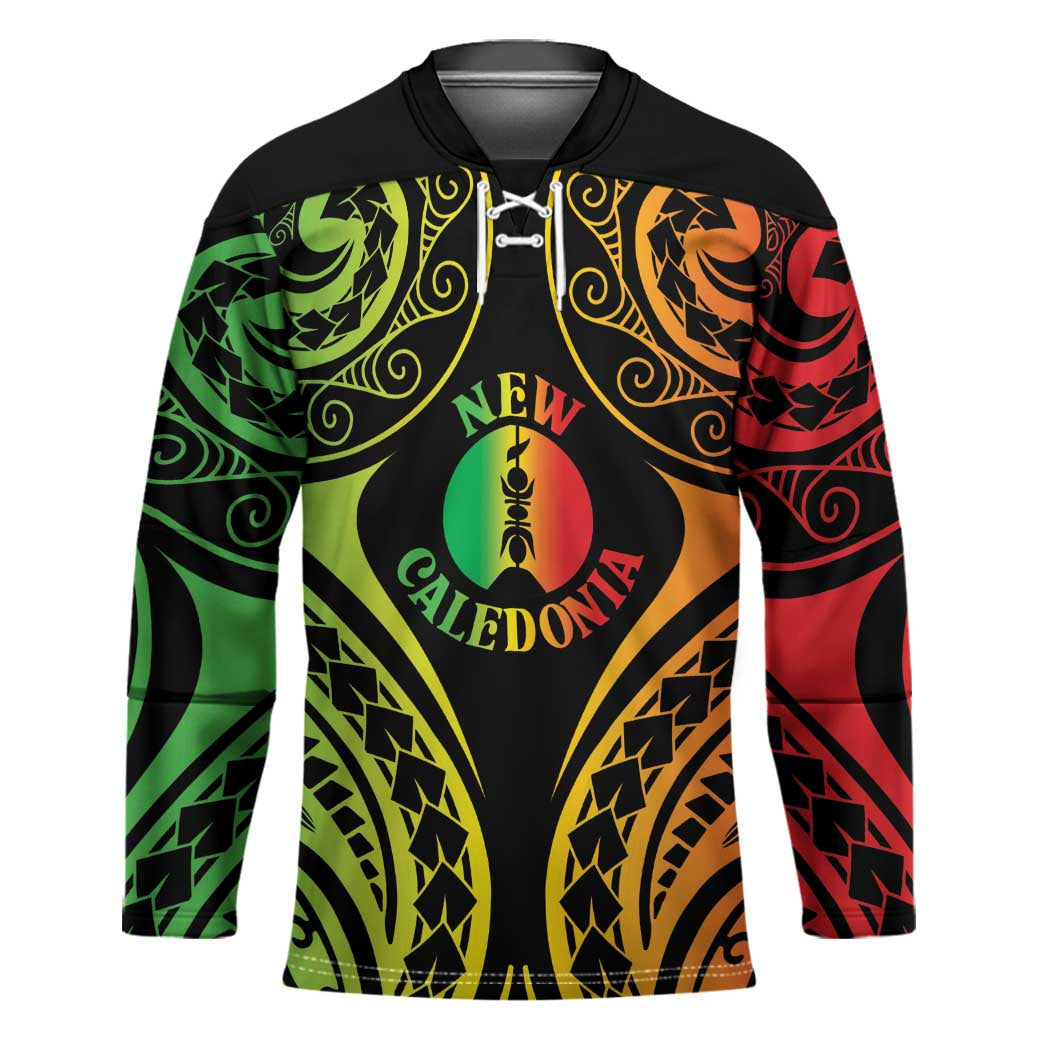 New Caledonia Day Hockey Jersey Polynesian Curves Reggae Color - Polynesian Pride