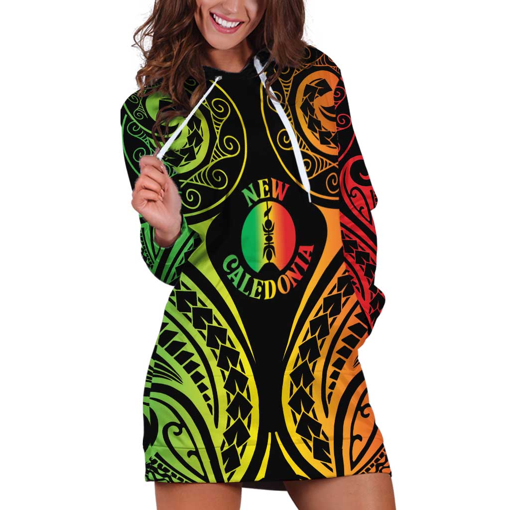New Caledonia Day Hoodie Dress Polynesian Curves Reggae Color - Polynesian Pride