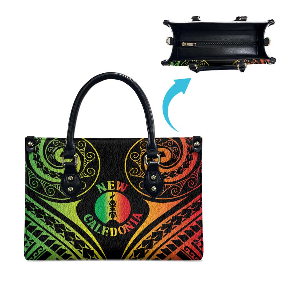 New Caledonia Day Leather Bag Polynesian Curves Reggae Color - Polynesian Pride