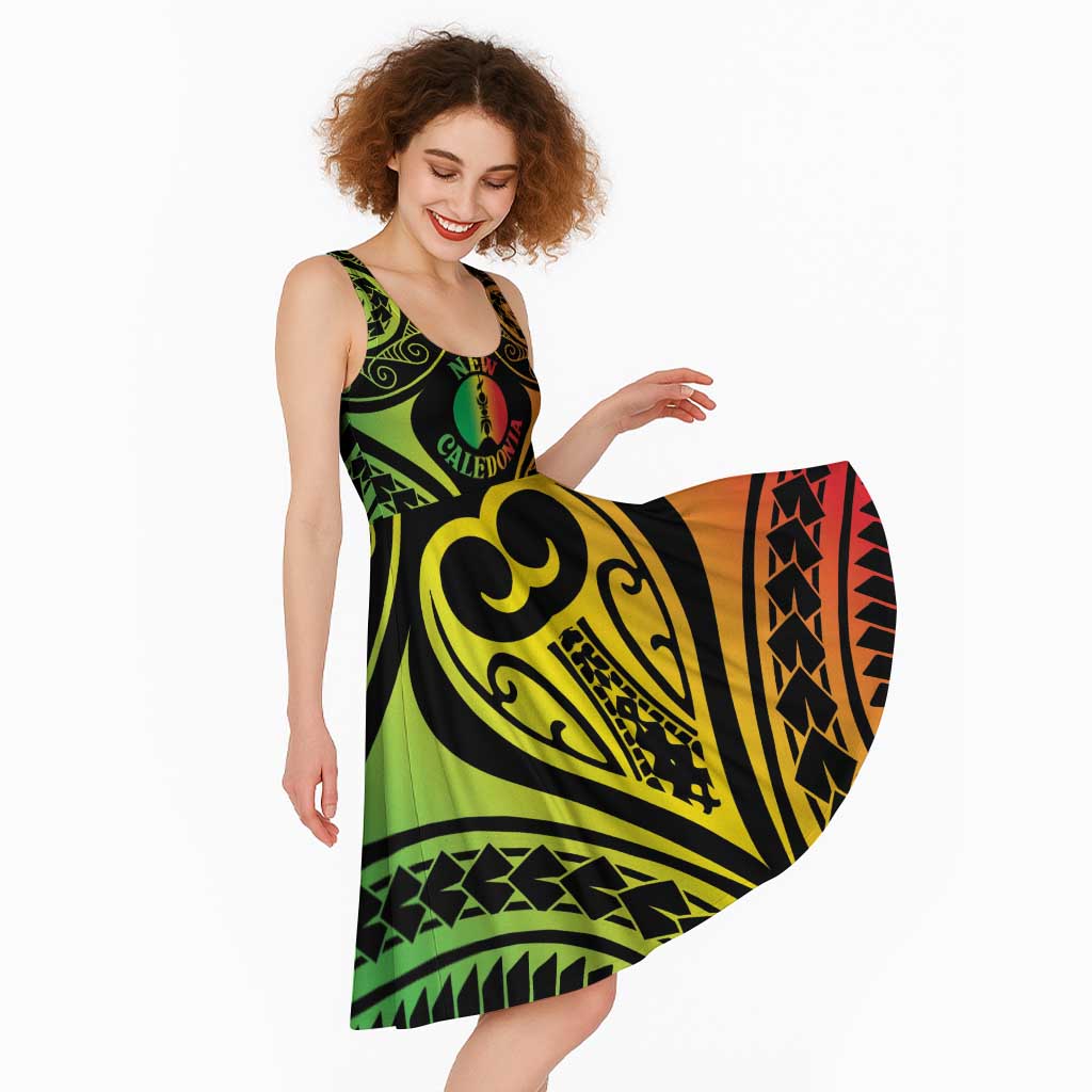 New Caledonia Day Midi Dress Polynesian Curves Reggae Color - Polynesian Pride
