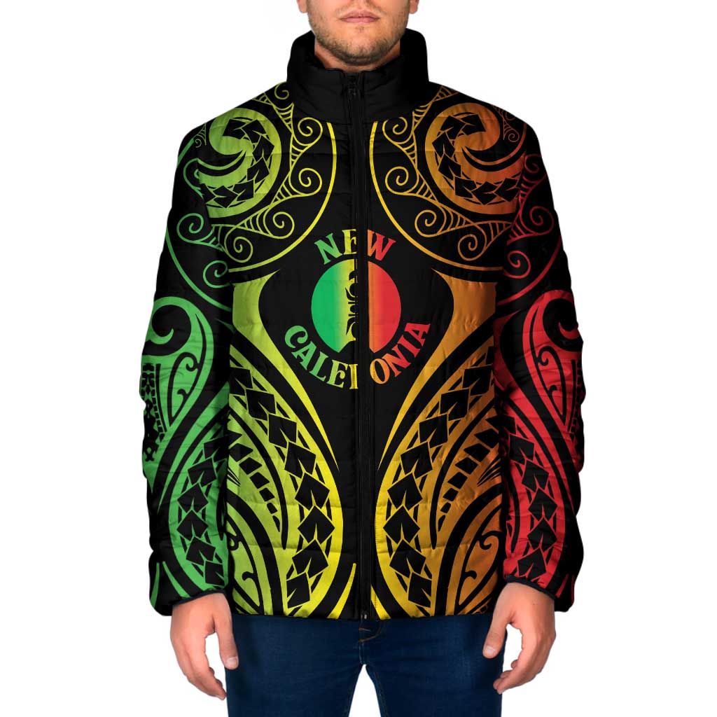 New Caledonia Day Padded Jacket Polynesian Curves Reggae Color - Polynesian Pride