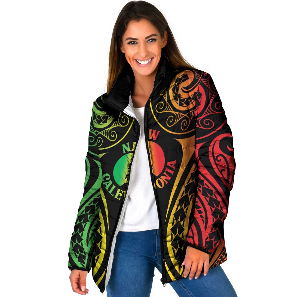 New Caledonia Day Padded Jacket Polynesian Curves Reggae Color - Polynesian Pride