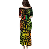 New Caledonia Day Puletasi Polynesian Curves Reggae Color - Polynesian Pride