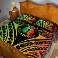 New Caledonia Day Quilt Bed Set Polynesian Curves Reggae Color - Polynesian Pride