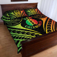 New Caledonia Day Quilt Bed Set Polynesian Curves Reggae Color - Polynesian Pride