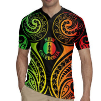 New Caledonia Day Rugby Jersey Polynesian Curves Reggae Color - Polynesian Pride