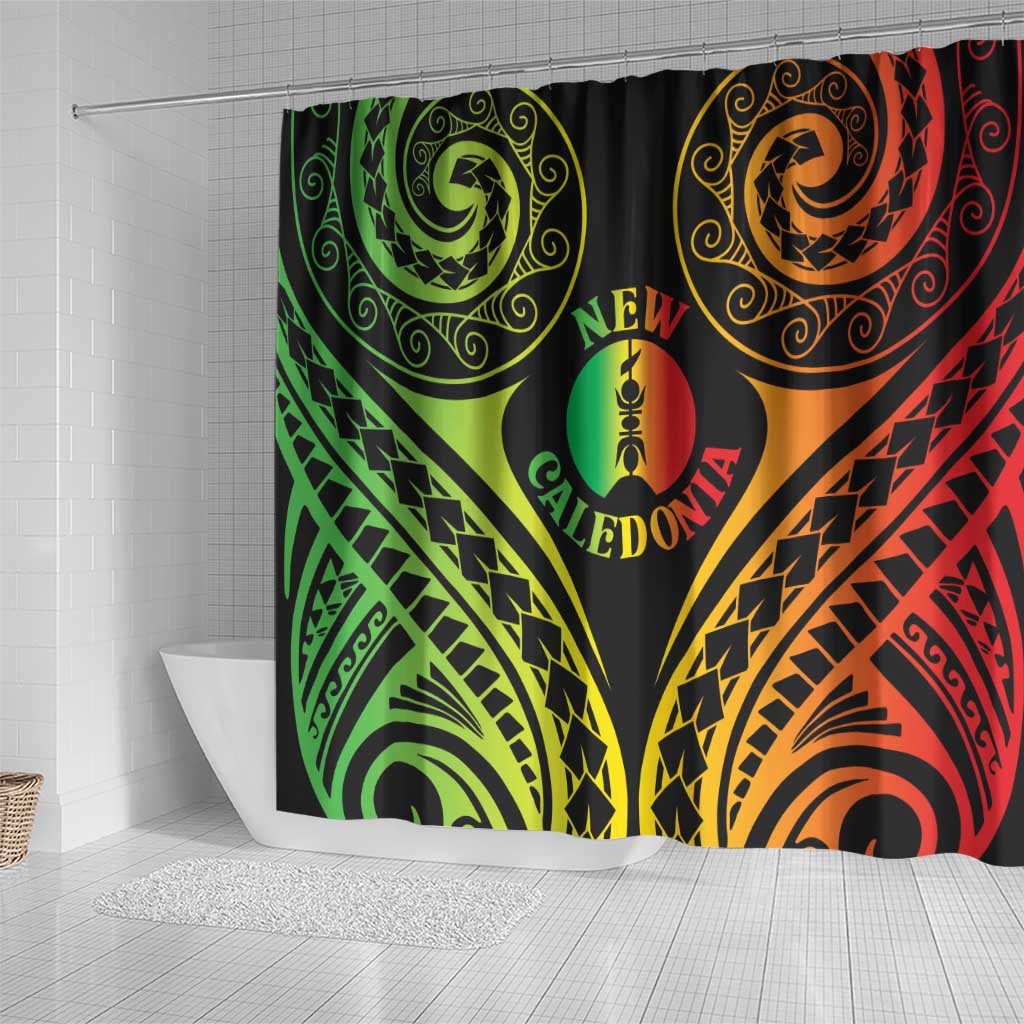 New Caledonia Day Shower Curtain Polynesian Curves Reggae Color - Polynesian Pride