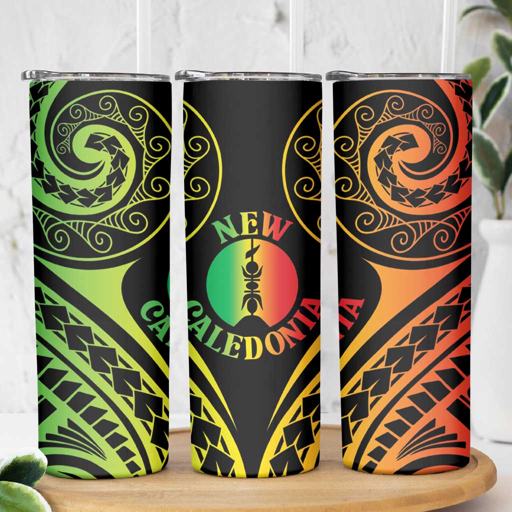 New Caledonia Day Skinny Tumbler Polynesian Curves Reggae Color - Polynesian Pride