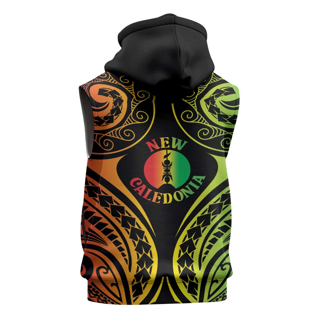 New Caledonia Day Sleeveless Zip Hoodie Polynesian Curves Reggae Color - Polynesian Pride