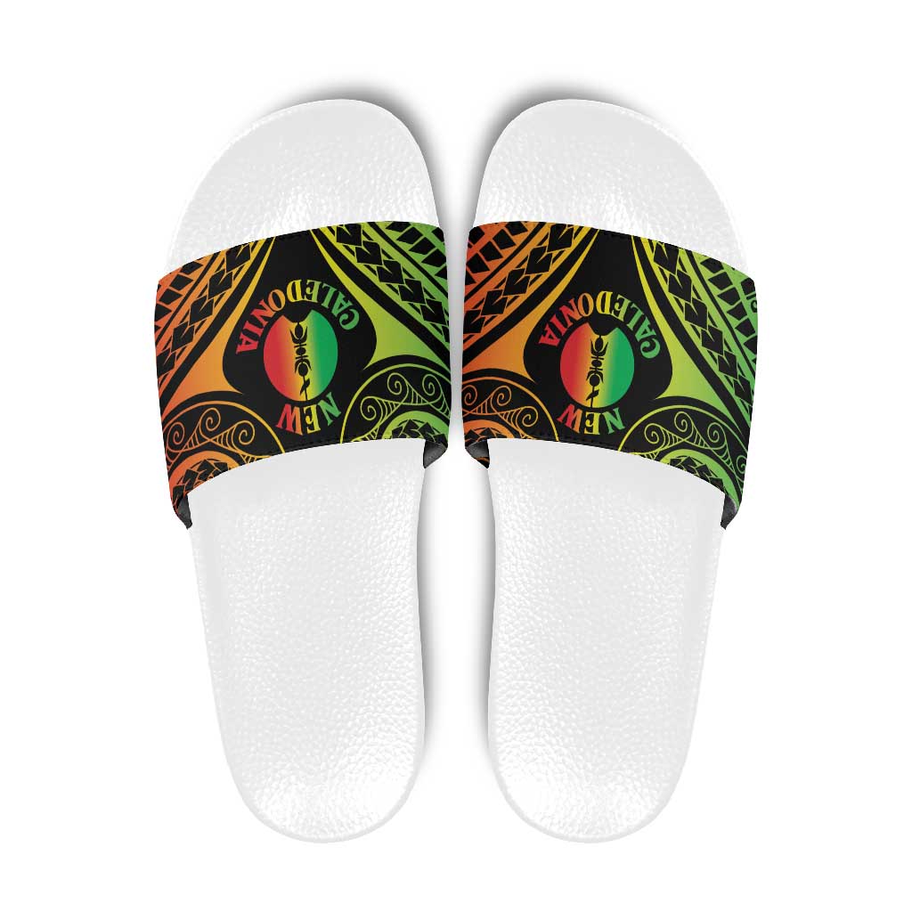 New Caledonia Day Slide Sandals Polynesian Curves Reggae Color - Polynesian Pride