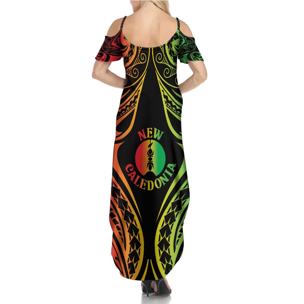 New Caledonia Day Summer Maxi Dress Polynesian Curves Reggae Color - Polynesian Pride