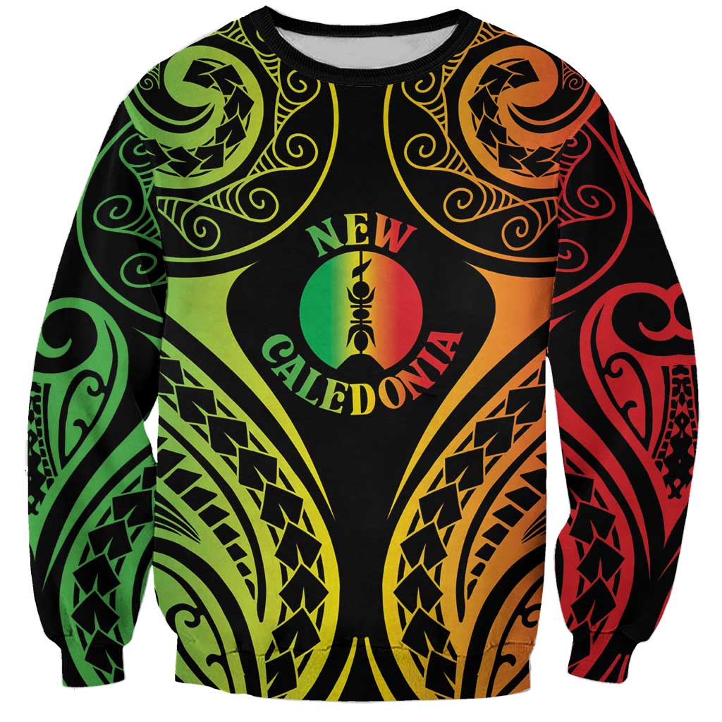 New Caledonia Day Sweatshirt Polynesian Curves Reggae Color - Polynesian Pride