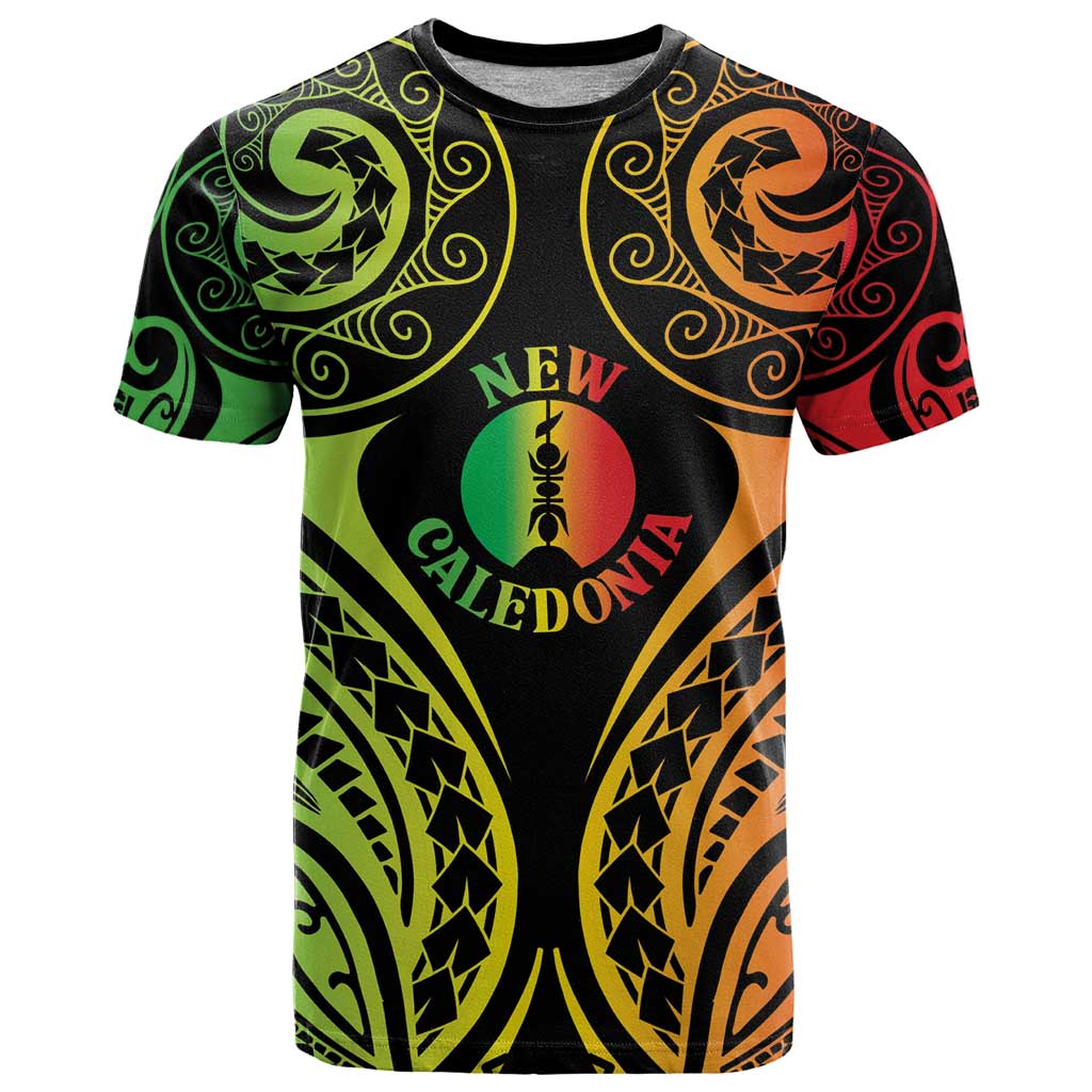 New Caledonia Day T Shirt Polynesian Curves Reggae Color - Polynesian Pride
