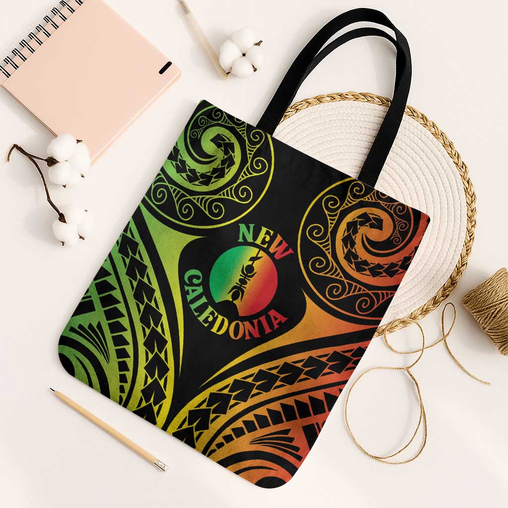 New Caledonia Day Tote Bag Polynesian Curves Reggae Color - Polynesian Pride