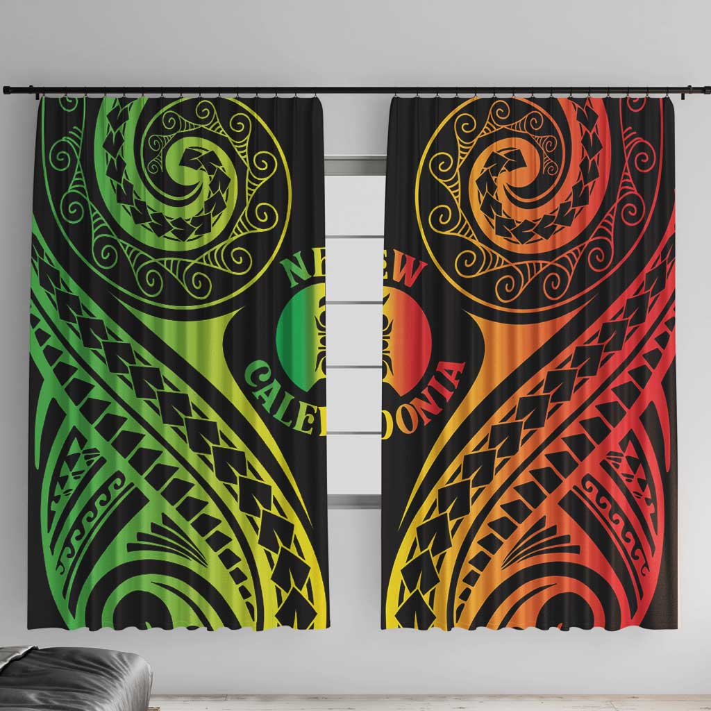 New Caledonia Day Window Curtain Polynesian Curves Reggae Color - Polynesian Pride
