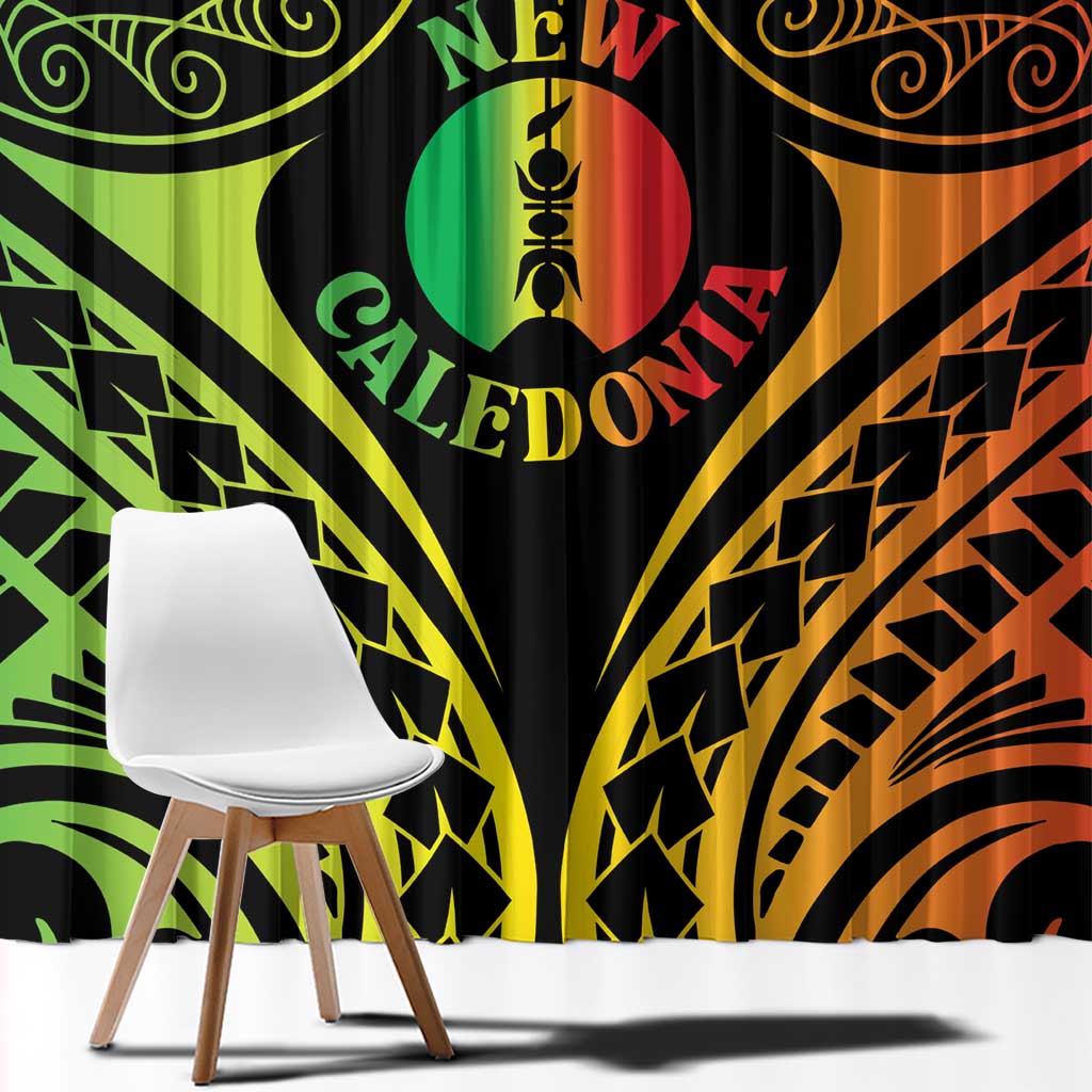 New Caledonia Day Window Curtain Polynesian Curves Reggae Color - Polynesian Pride