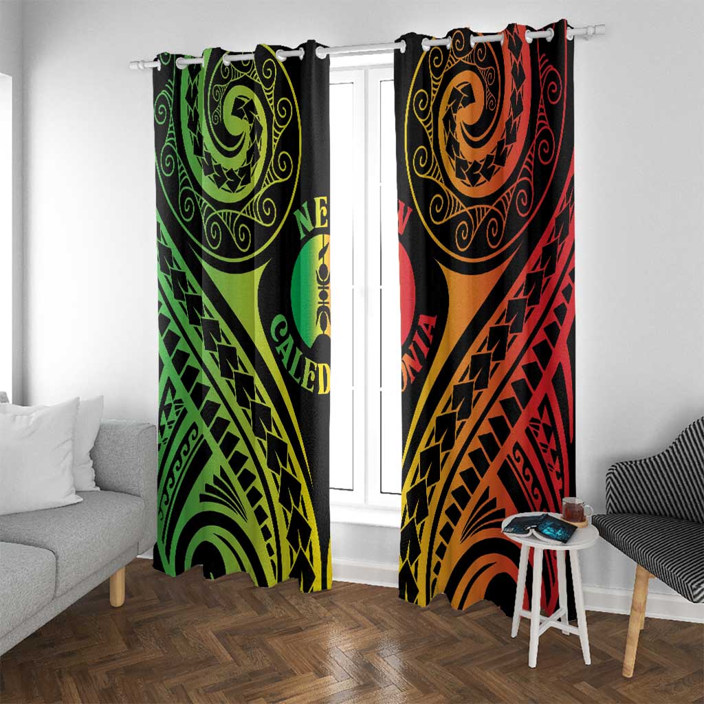 New Caledonia Day Window Curtain Polynesian Curves Reggae Color - Polynesian Pride