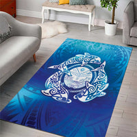 Marshall Islands Manit Day Area Rug Tribal Dolphin With Marshall Seal - Polynesian Pride