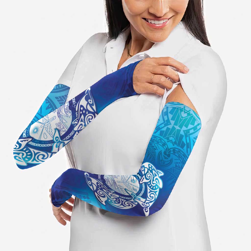 Marshall Islands Manit Day Arm Sleeves Tribal Dolphin With Marshall Seal - Polynesian Pride