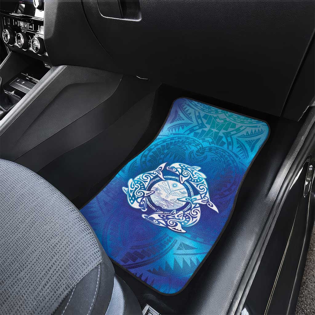 Marshall Islands Manit Day Car Mats Tribal Dolphin With Marshall Seal - Polynesian Pride