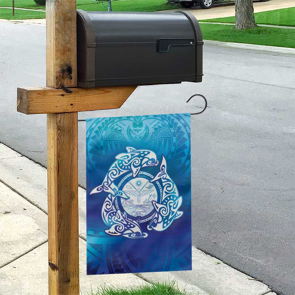 Marshall Islands Manit Day Garden Flag Tribal Dolphin With Marshall Seal - Polynesian Pride