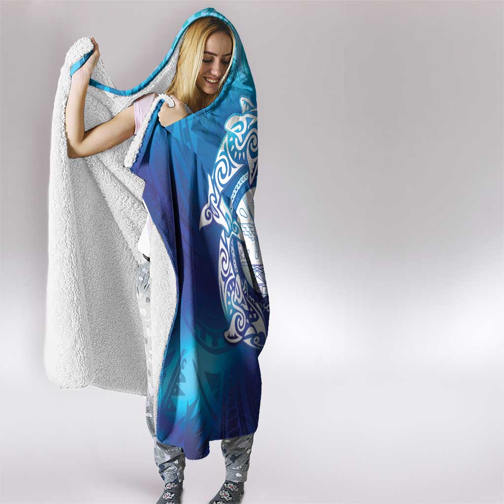 Marshall Islands Manit Day Hooded Blanket Tribal Dolphin With Marshall Seal - Polynesian Pride