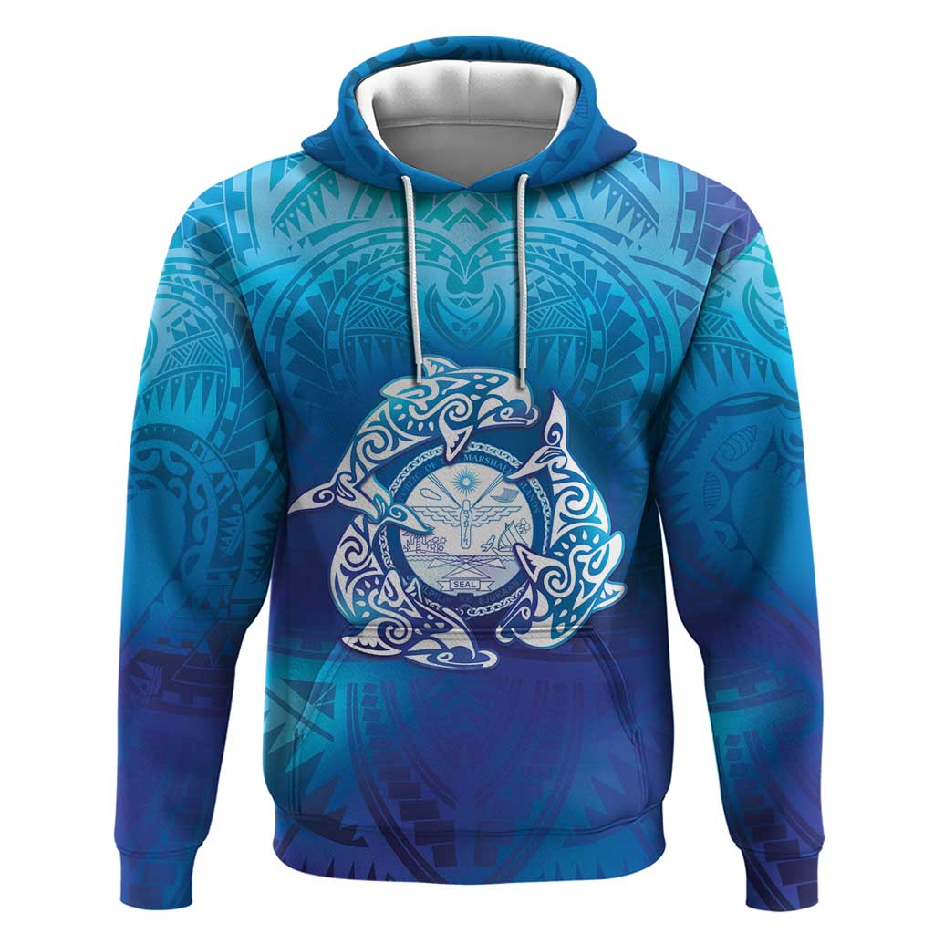 Marshall Islands Manit Day Hoodie Tribal Dolphin With Marshall Seal - Polynesian Pride