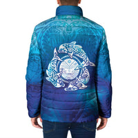 Marshall Islands Manit Day Padded Jacket Tribal Dolphin With Marshall Seal - Polynesian Pride