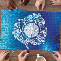 Marshall Islands Manit Day Puzzle Tribal Dolphin With Marshall Seal - Polynesian Pride
