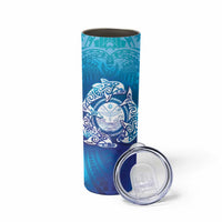 Marshall Islands Manit Day Skinny Tumbler Tribal Dolphin With Marshall Seal - Polynesian Pride