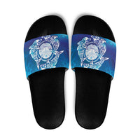 Marshall Islands Manit Day Slide Sandals Tribal Dolphin With Marshall Seal - Polynesian Pride