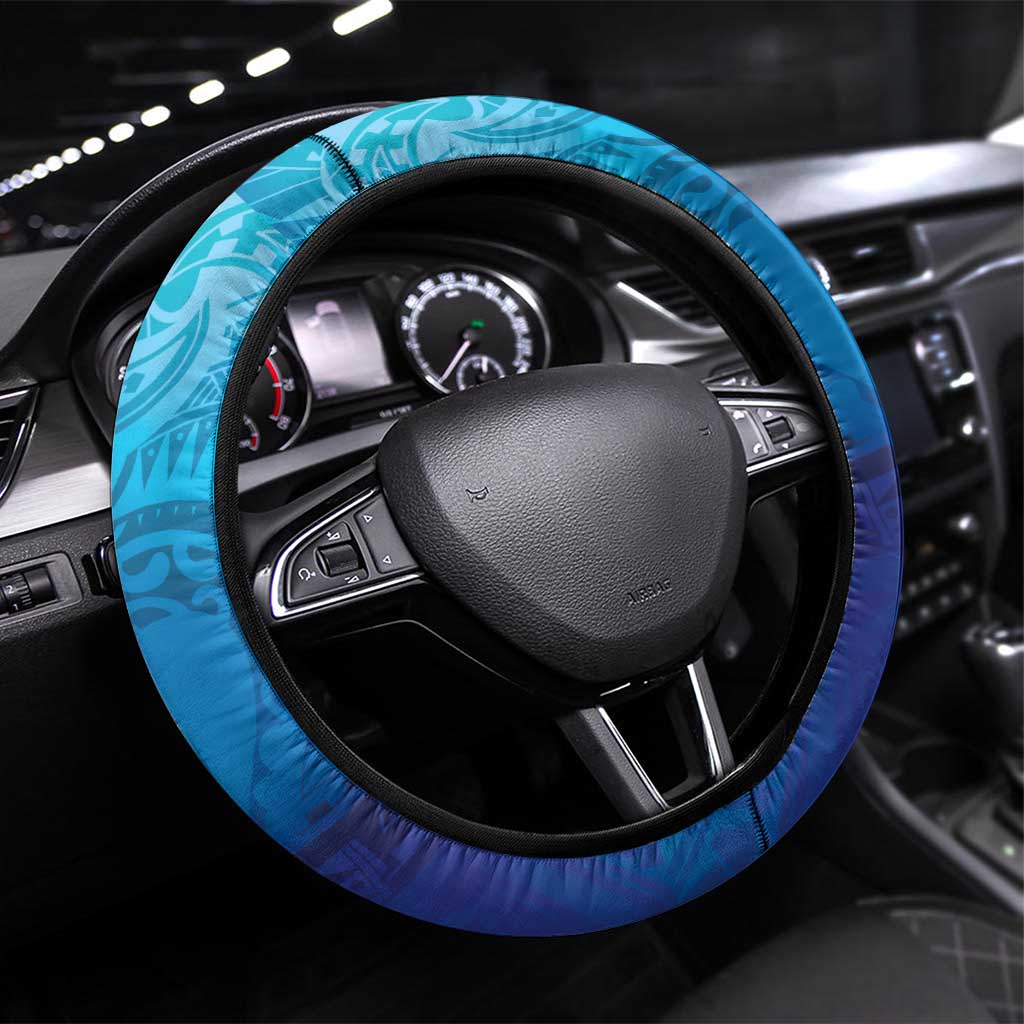 Marshall Islands Manit Day Steering Wheel Cover Tribal Dolphin With Marshall Seal - Polynesian Pride