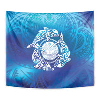 Marshall Islands Manit Day Tapestry Tribal Dolphin With Marshall Seal - Polynesian Pride