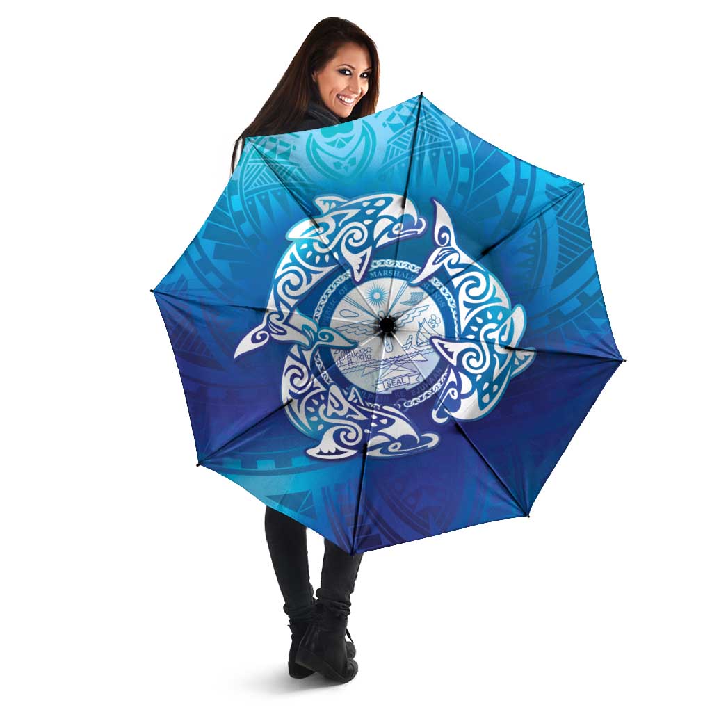Marshall Islands Manit Day Umbrella Tribal Dolphin With Marshall Seal - Polynesian Pride