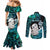 Aotearoa New Zealand Couples Matching Mermaid Dress and Long Sleeve Button Shirts Paua Shell Fern Koru With Maori Hei Tiki LT05 - Polynesian Pride