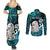 Aotearoa New Zealand Couples Matching Summer Maxi Dress and Long Sleeve Button Shirts Paua Shell Fern Koru With Maori Hei Tiki LT05 - Polynesian Pride