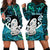 Aotearoa New Zealand Hoodie Dress Paua Shell Fern Koru With Maori Hei Tiki LT05 - Polynesian Pride