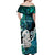 Aotearoa New Zealand Off Shoulder Maxi Dress Paua Shell Fern Koru With Maori Hei Tiki LT05 - Polynesian Pride