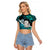 Aotearoa New Zealand Raglan Cropped T Shirt Paua Shell Fern Koru With Maori Hei Tiki LT05 Female Green - Polynesian Pride