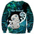 Aotearoa New Zealand Sweatshirt Paua Shell Fern Koru With Maori Hei Tiki LT05 - Polynesian Pride