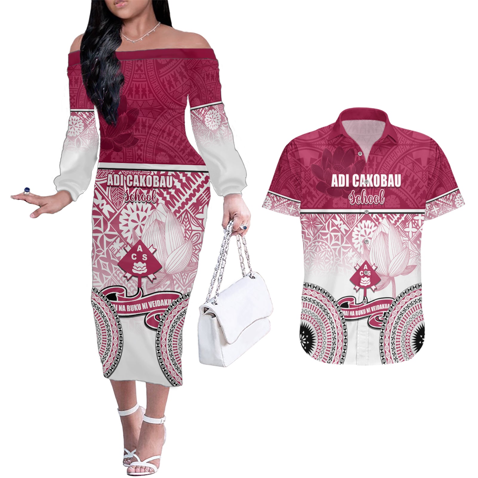 personalized-adi-cakobau-school-couples-matching-off-the-shoulder-long-sleeve-dress-and-hawaiian-shirt-with-fijian-tapa-pattern