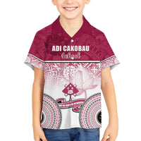 Personalized Adi Cakobau School Family Matching Off Shoulder Short Dress and Hawaiian Shirt With Fijian Tapa Pattern LT05 Son's Shirt Pink - Polynesian Pride